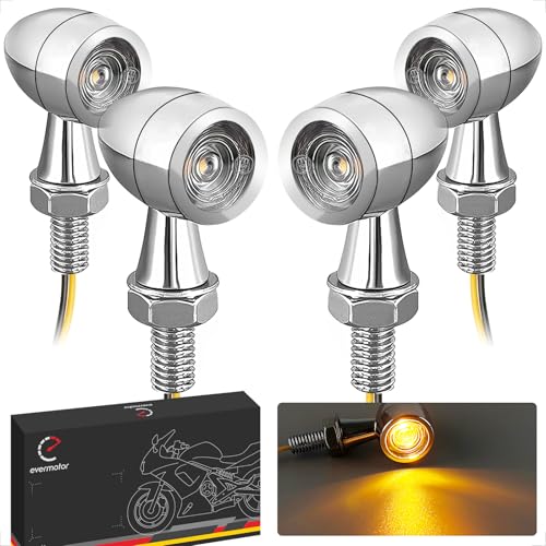 Amazon | evermotor バイク led ウインカー 12V 砲弾型 クロームメッキ 