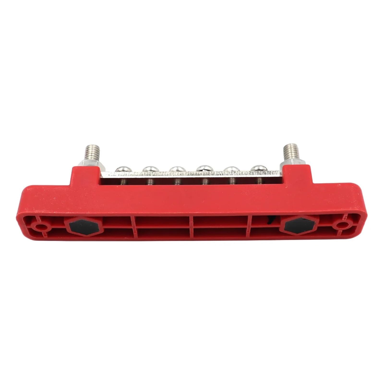 Barra colectora Bloque de terminales coche M6, barra bus negativa, bloque 12V 150A, distribución energía 1/4", autobús termianl M8 for barco automotriz(8P Black And Red)
