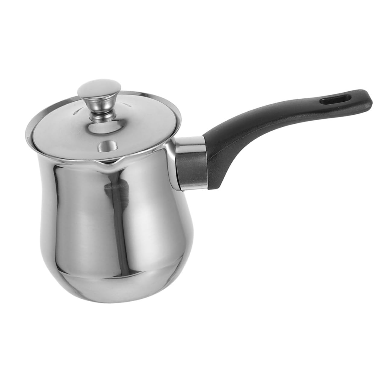 Ciieeo Stainless Steel Cezve Coffee Pot with Lid Turkish Coffee Maker and Butter Warmer Versatile Metal Milk Frothing Pitcher for Family Use and Easy Cleaning