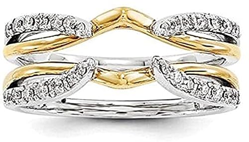 1Ct Diamond Enhancer Solitaire Engagement Ring 14K Two Tone Gold Plated Guard Wrap Jacket (4) #TOP21