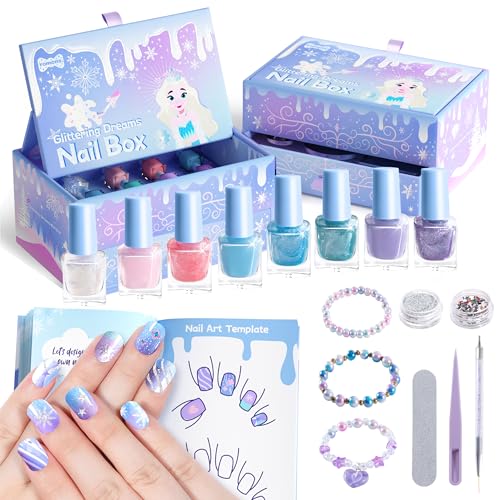 Tomons Kids Nail Polish Set for Girls Non Toxic Nail Polish Art Kit