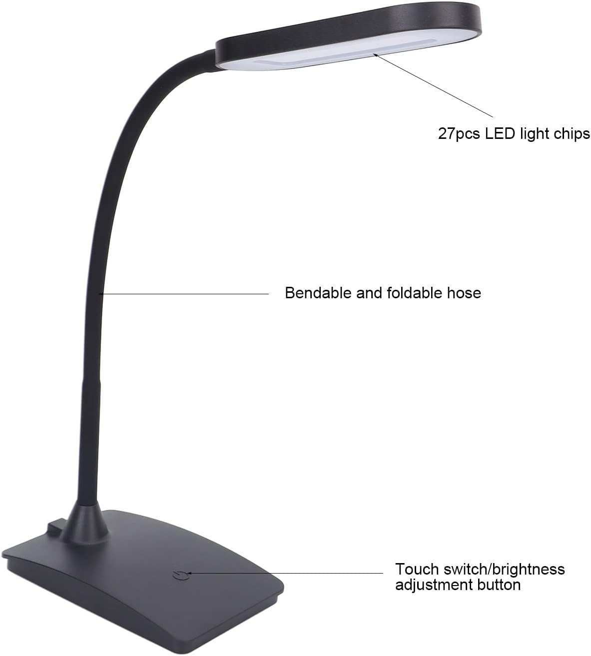 Yinhing LED Desk Lamp, Flexible Task Lamp, 3 Brightness Gears Adjustable Eye-Care for Home Office Bedroom Kitchen Nightstand Reading