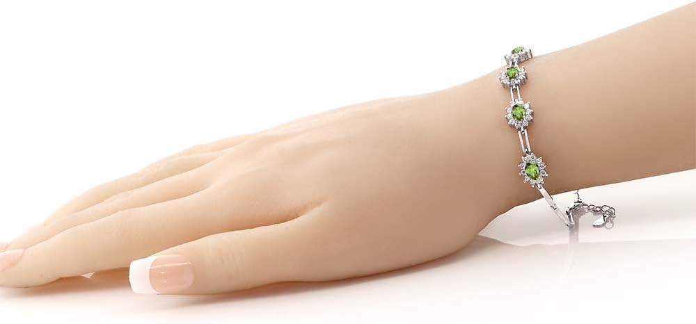 Gem Stone King 3-5 Cttw Gemstone Birthstone 4-Stone Tennis Bracelet For Women | 925 Sterling Silver | Oval 6X4MM | 7 Inch with 1 Inch Extender | Fine Jewelry Gifts for Her Mom Women Wife - Image 4