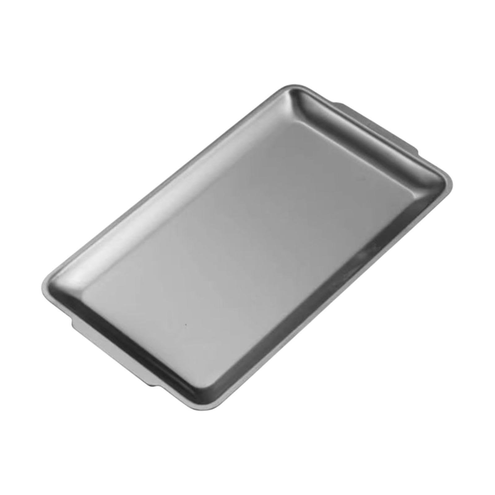 ALCXAZS Appealing Serving Tray Buffet Dinner Food Serving Tray Stainless Steel Rectangle Metal Plate Barbecue Food Stainless Steel Metal Dinner Plates With, Silver, 32x16cm