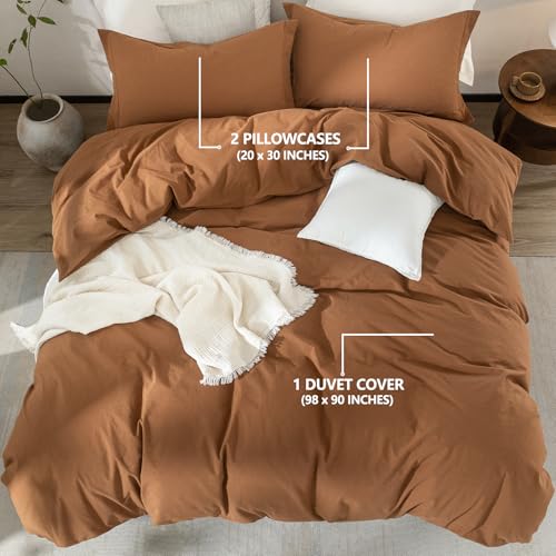 Warm Moment 3Pcs Dark Orange Super Queen Duvet Cover Set Washed Cotton by Warm Moment - Used condition - Image 4
