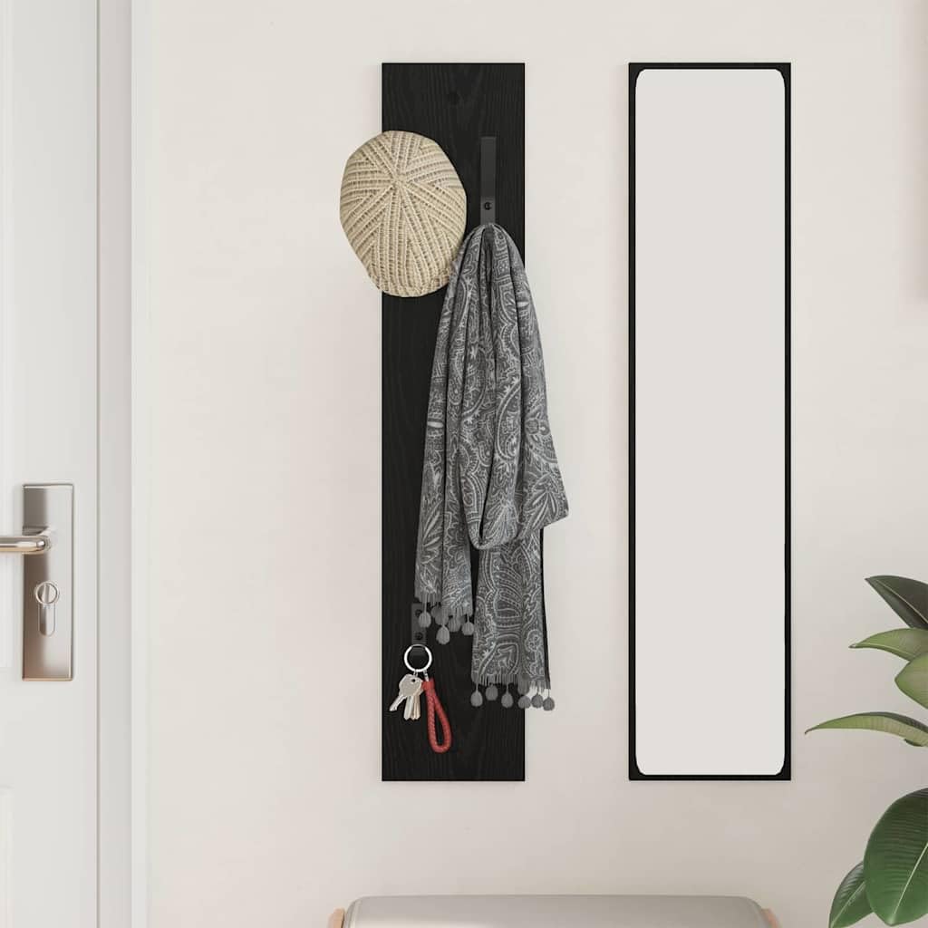Wieszak na ubrania montowany na ścianie, czarny dąb o wyglądzie dębu, 100 cm, z materiału drewnopochodnego, wieszak garderobiany z haczykami, oszczędność miejsca do przechowywania kurtek