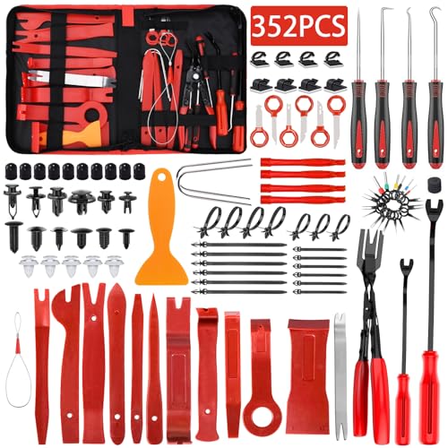 TEGOVE 352 Piezas Herramientas Kit Desmontar Coche,Herramientas Desmontaje Coche,Herramientas de Palanca para Automóviles para Herramientas Desmontar Interiores Coche Radio Audio