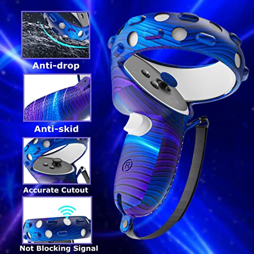 Compatible with Oculus Quest 2 Accessories, Silicone Face Cover, VR Shell Cover,for Quest 2 Touch Controller Grip Cover,Protective Lens Cover,Disposable Eye Cover (Colorful B)