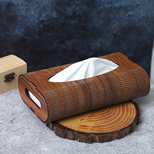 Image of Deskart Wooden Tissue Paper Box | Decorative and Stylish Wooden Tissue Holder Stand for Car, Home, Office Desk, Resturant and Cafeteria (Round)