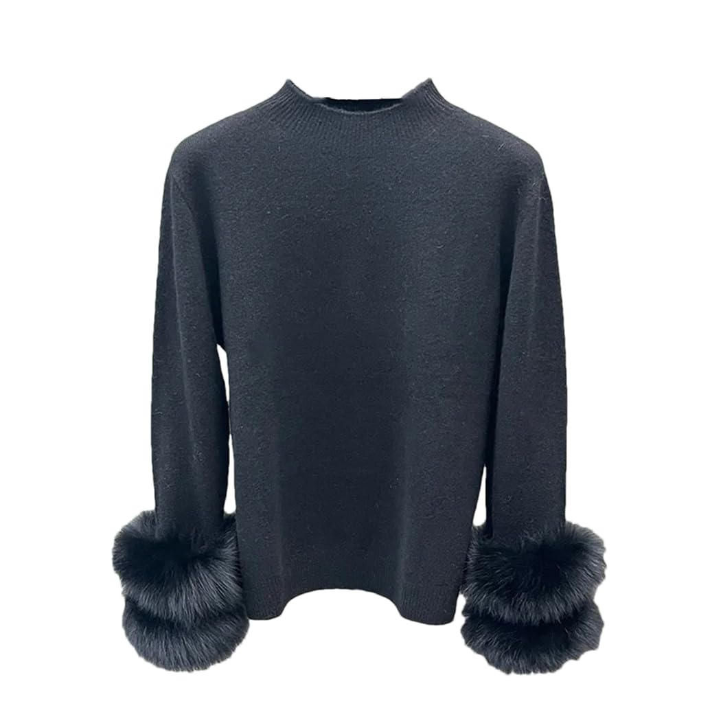 Dninmim Wool Sweater Women High Collar Pullover Soft Warm Solid Color Long-Sleeve Knit Jumpers