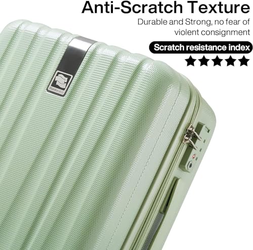 Image of Hanke Luggage Sets 3 piece Carry On Luggage with Wheels PC Hard Shell Suitcases Lightweight Checked Travel Luggage Large Travel Suitcase Woman Men 20 /24 /29 Inch(Bamboo Green)