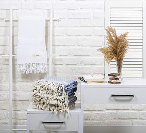 Bersuse 100% Cotton Ventura Turkish Towel - 37X70 Inches, White #TOP3