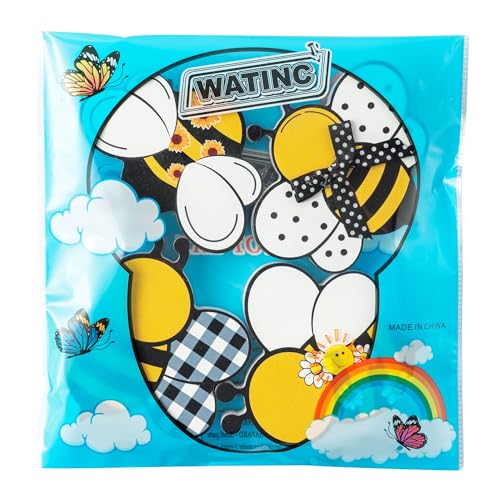 WATINC Bee Tiered Tray Decor - 4PCS Spring Summer Honey Bee Dots Wooden Sign Table Centerpiece Decoration, Double-sided Sunflower Farmhouse Rustic Kitchen Tabletop Plaques Decorative for Home Holiday Party by WATINC - Used condition - Image 6
