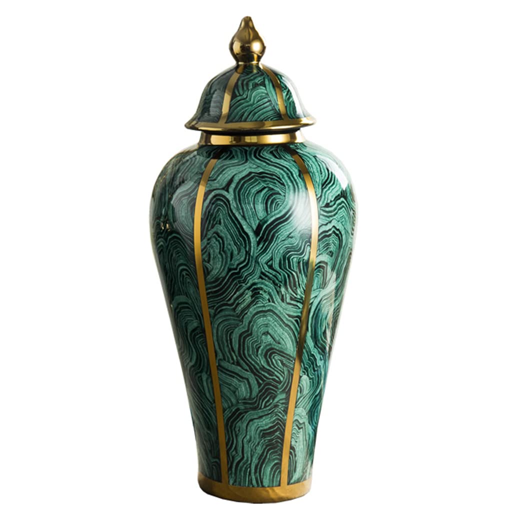 Pot de gingembre vert pour décoration de table basse, vase en céramique chic de salon