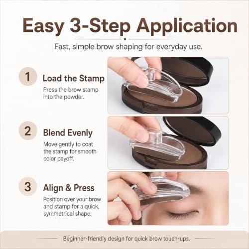 Brow Bliss Stamp Kit, Eyebrow Stamp with Transparent Placement Tool and Brow Powder, Quick Brow Stamp for Fuller-Looking, Even Brows, Easy Makeup for Beginners and Everyday Use - 3