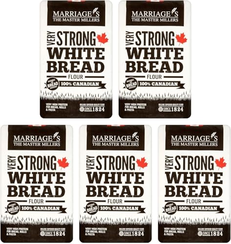 Marriages Millers Very Strong 100% Canadian White Bread Flour 1.5kg (Pack of 5)| High-Protein Bread Flour | Perfect for Bread Rolls & Pizza Dough