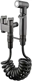 Ducha Higiênica Luxo 1/4 Volta Design Moderno Flexível Aspiral1,20m (Preto Fosco)