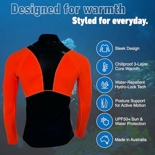 Camiseta de manga larga de alto rendimiento para hombre Sharkskin (Naranja) miniatura 3