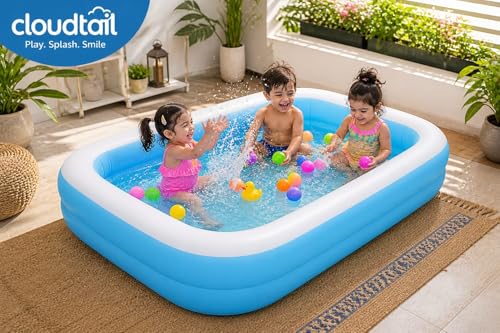 Image of 5.5 Ft Inflatable Swimming Pool for Adults & Kids with Electric Pump | Large Rectangular Family Pool | Thick PVC Leak-Proof Portable Bath Tub for Garden, Terrace, Outdoor Summer (D CSP5)