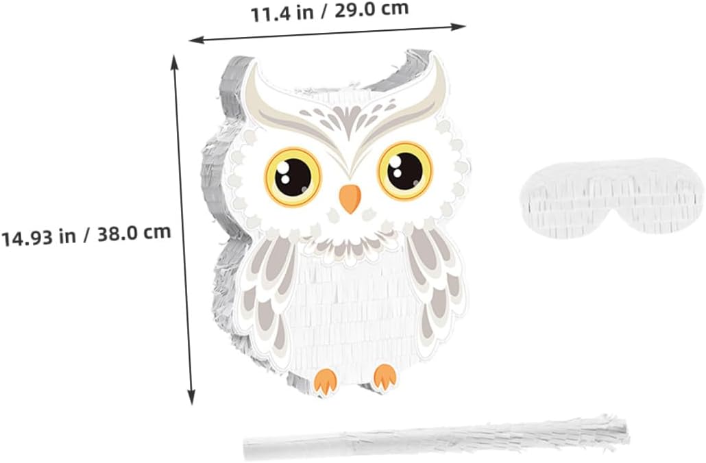 Owl Pinata with Stick and Blindfold Interactive Animal Birthday Party Decoration for Boys and Sturdy Forest Theme Game for Jungle and Shower Celebrations