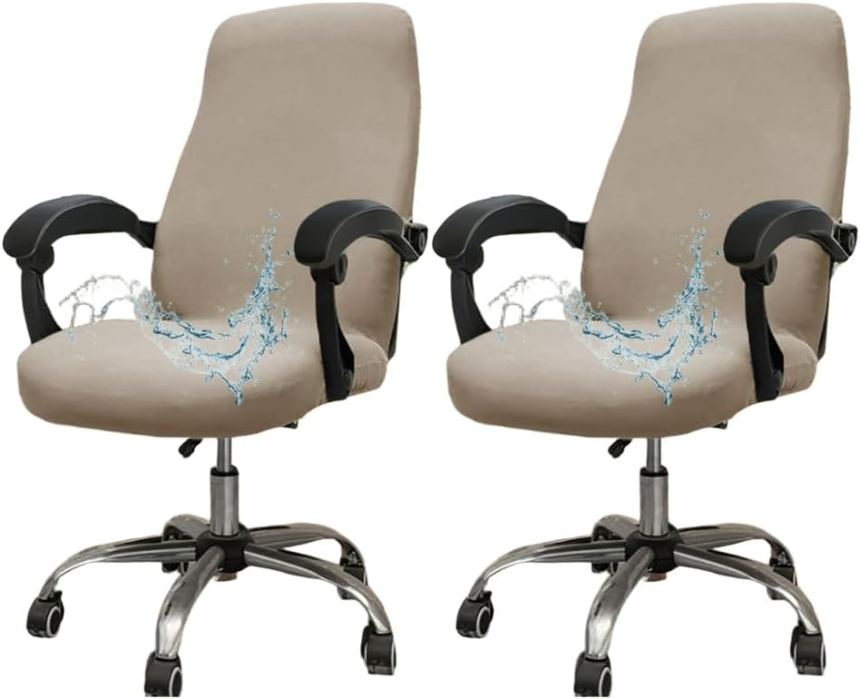 Office Chair Cover 2 Pack, Stretch Universal Rotating Office Seat Slipcover, Removable Washable Desk Chair Covers, for Office Home Decorative,Black 2 Pack,M