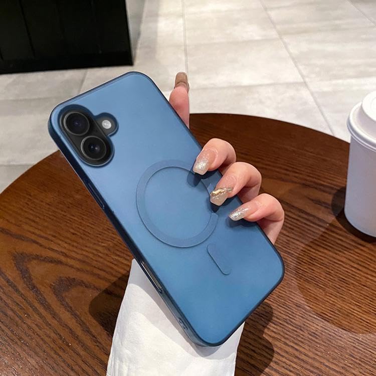 Image of COVERLY Hard Back Case Cover Compatible for iPhone 16 | Ultra-Thin Matte | Magnetic| Wireless Charging Clear Case |Camera Protection (PC | Navy Blue)