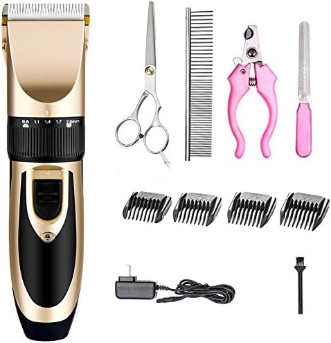 SIYUE Professional Pet Grooming Clippers Low Noise Animal Deluxe U-Clip Trimmer Cordless Rechargeable Pet Grooming Cutter for Dogs Cats…