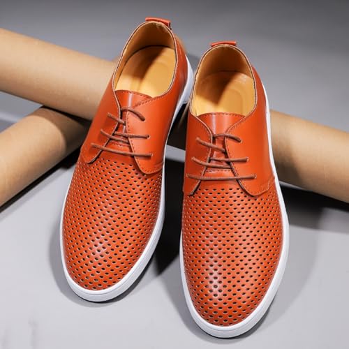 Men's Casual Oxford Shoes - Breathable Leather, Flat - Fashion Sneakers &Hollow - Out, Versatile Daily Wear3