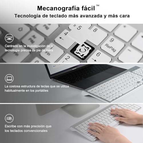 Combo teclado ratón inalámbrico cimetech KF10 ultrafino para PC, portátil y Mac, plata 2