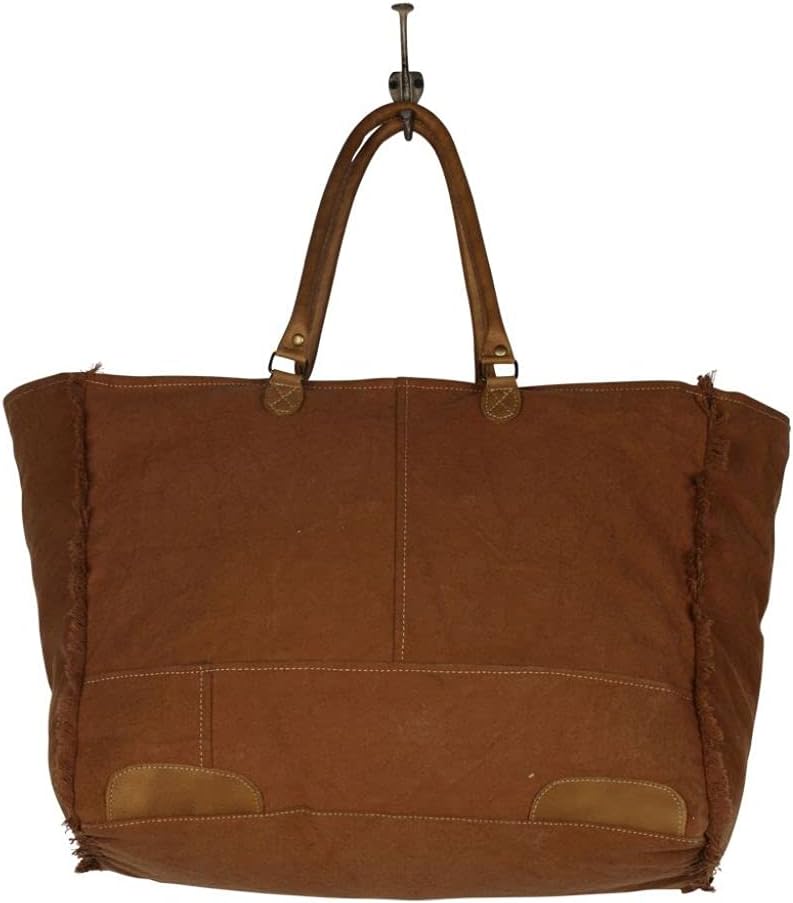Myra Bag Requisite Weekender Bag Upcycled Canvas, Leather, Cowhide & Rug S-2059