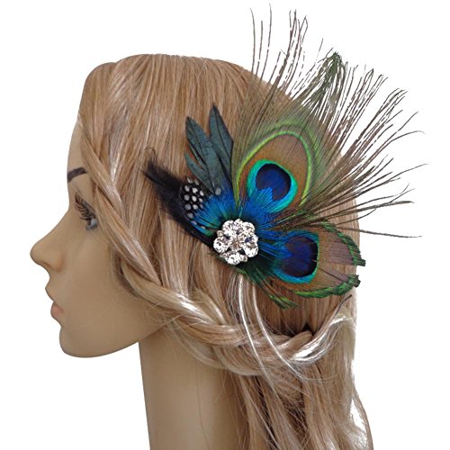 Pinza para cabello con plumas de pavo real Song Qing para mujeres miniatura 7