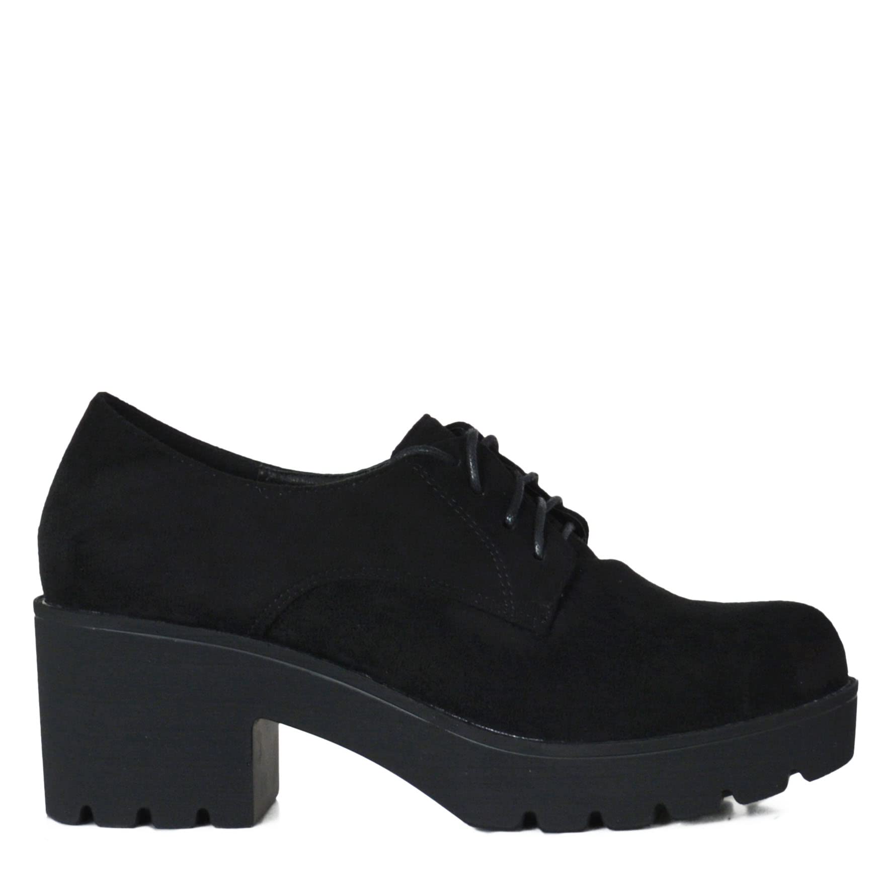 Altamoda Zapatos de Mujer Blucher con Plataforma y Cordones de Ante