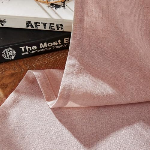 Image of Joydeco Linen Curtains for Living Room,Light Filtering Rod Pocket Back Tab Semi Sheer Drapes Window Long Curtains 108 inches Long Sheer Bliss