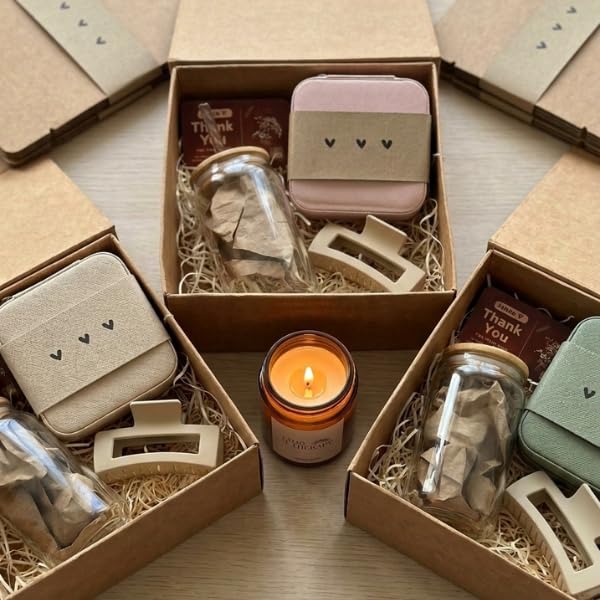 Premium Self Care Hamper for Women | Glass Tumbler with Bamboo Lid, Cosmetic Pouch, Hair Claw Clip, Scented Candle | Luxury Gift Box-image-32