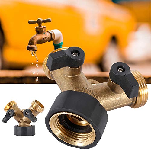 Robinet Double Machine à Laver, Répartiteur Raccord en Y 2 Voies pour Tuyaux d'Alimentation 3/4", Extérieur Jardin Double en Laiton Robuste – vue 7