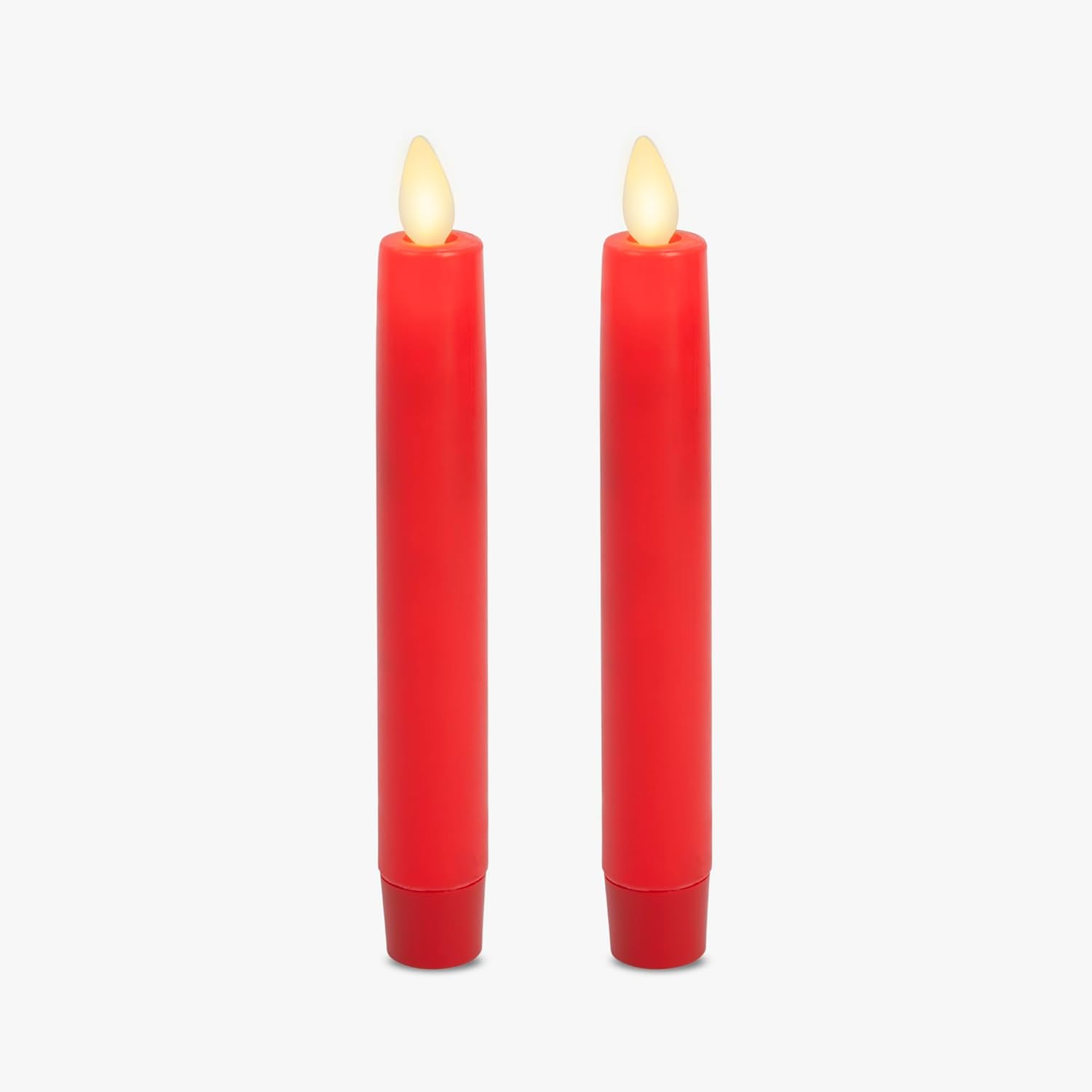 Luminara Set of 2 Flameless Candle Tapers (0.87" x 6.7") Flat Top Real Wax Unscented (Saga Rose)