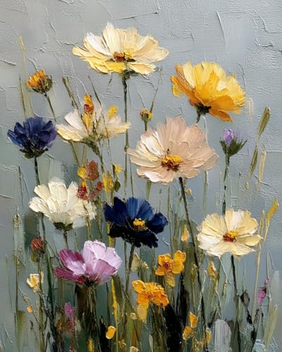 CHWGLFGG Paint by Numbers Kit for Adults Beginner, Wild Flowers Adult Paint by Number Kits on...