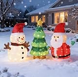 VINGLI 3 Pack 30' 30 Inch Lighted Snowman Santa Claus Christmas Tree...