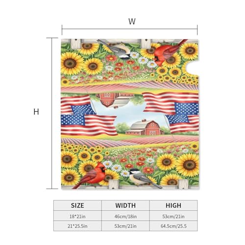Image of American Flag Farmouse Flowers Field Mailbox Cover Magnetic Rustic Sunflowers and Birds Waterproof Mailbox Wraps Post Letter Box Decor 25.5x21 in