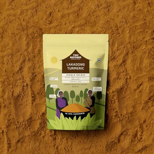 Image of Two Brothers Organic Farms Lakadong Turmeric Powder (150g) | Single Origin | High Curcumin (10-12%) | Hand-Harvested & Sun-Dried | Rich Aroma & Deep Flavor