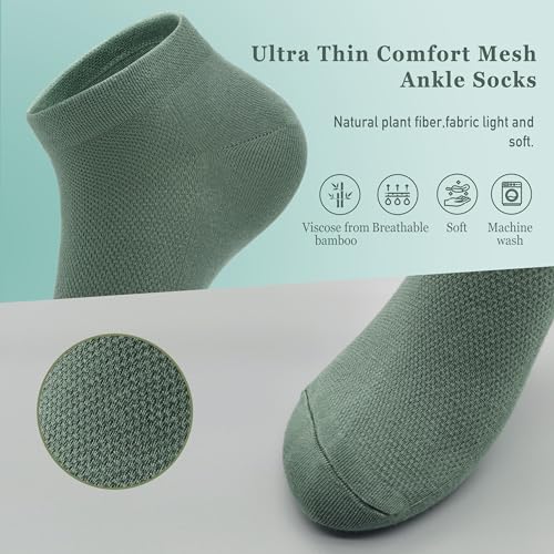 Image of SERISIMPLE Ultra-Thin Comfort Viscose Bamboo Mesh Ankle Socks for Women -Breathable Lightweight Low-Cut Socks 5 Pairs