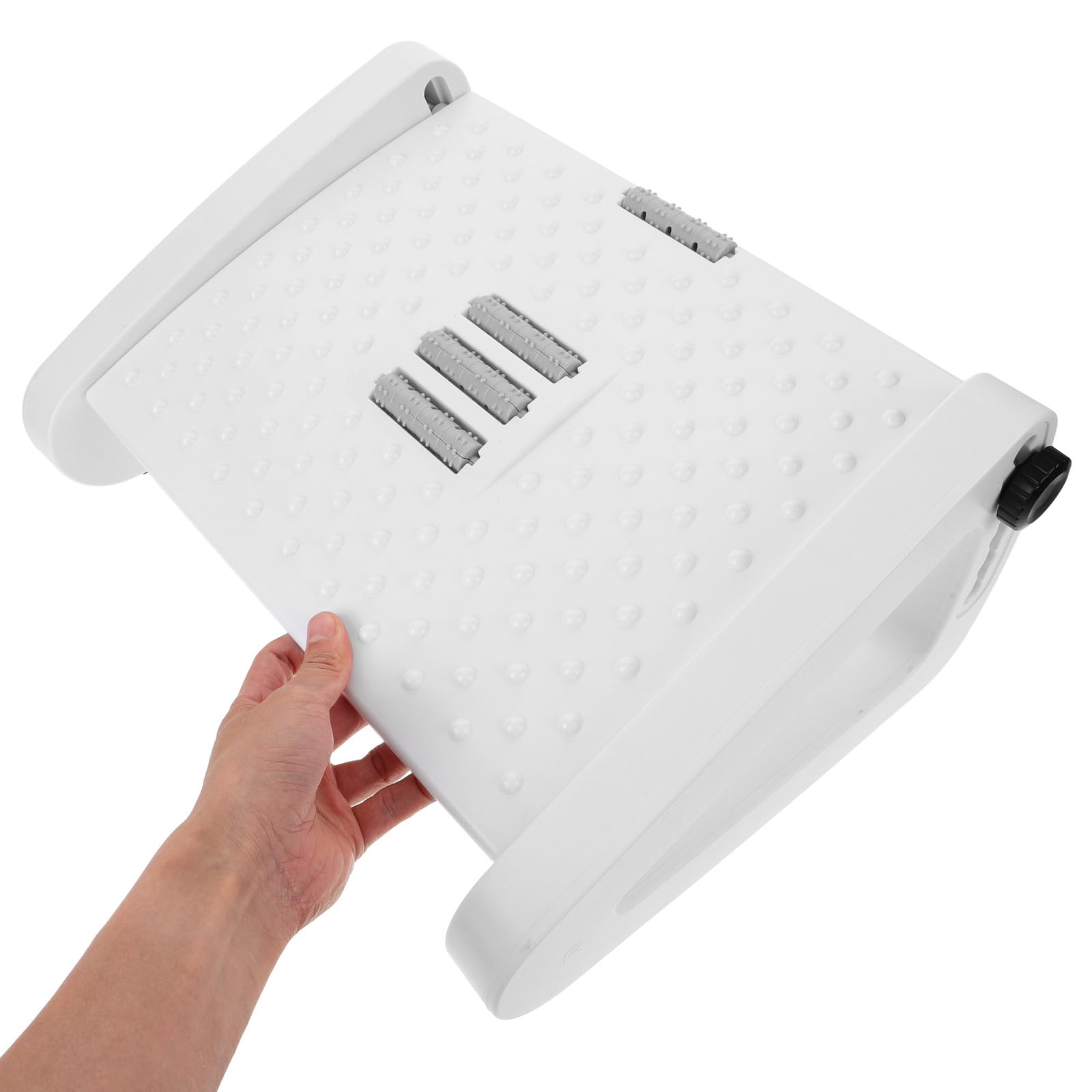 CALLARON Reposapiés Ajustable Función de Masaje y Soporte Ergonómico para Oficina, Taburete de Plástico para Uso bajo Escritorio