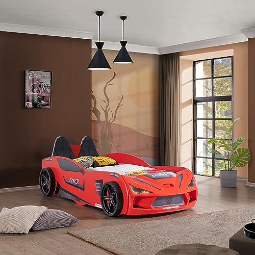 Aileenstore Autobett Kinder Kinderbett Rio 90x200 Rennwagenbett inkl....