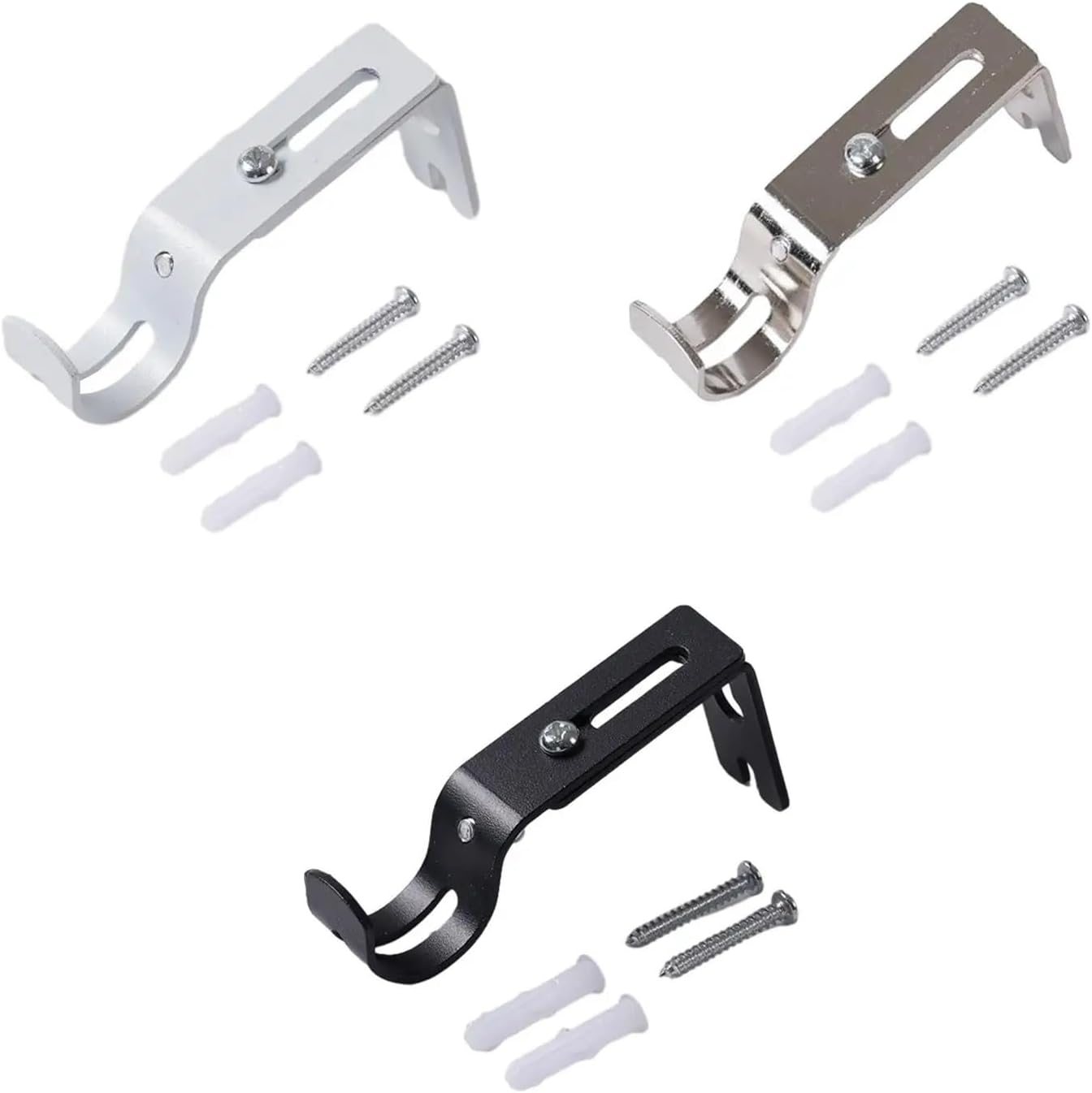 Curtain Rod Brackets 6 Pcs Curtain Rod Holder Portable Single Rod Bracket for WallCurtain Rod Bracket Curtain Rod Support Hanger for 1inch Curtain Rod for Bedroom(White)