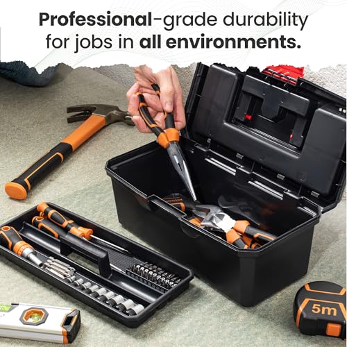 Hardys Heavy Duty Small Plastic Tool Box - Multiple Compartment Toolbox Organiser with Removable Tote Tray - Tool Chest Storage Box, 7 Compartment Box for Fixings, Hand Tools (13") 7 Hardys Heavy Duty Small Plastic Tool Box - Multiple Compartment Toolbox Organiser with Removable Tote Tray - Tool Chest Storage Box, 7 Compartment Box for Fixings, Hand Tools (13") - Image 7