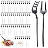 Boocalny 200 Pcs Black Plastic Forks Heavy Duty, 8.86 Inch Solid Disposable Forks Plastic...