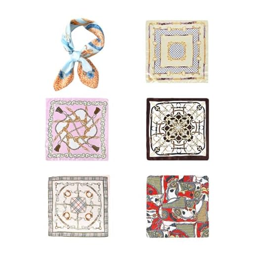 KGDUYC Pañuelos para la cabeza para mujer,Bufandas para mujer,6 piezas de pañuelos de seda para mujer, pañuelos de seda, pañuelos para mujer, pañuelos, pañuelos para el cuello (50 * 50 CM)
