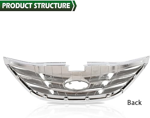 Miniatura 2 de GRAND ORANGE Montaje de parrilla delantera, compatible con Hyundai Sonata 2011 2012 2013 Parrilla de plástico ABS cromado HY1200154, 863503S100