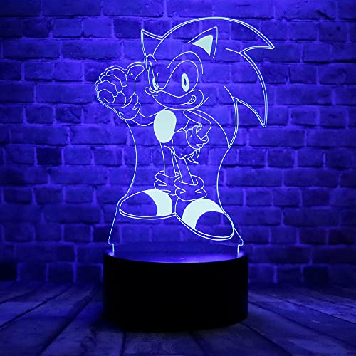 Sealinnayi Cartoon Sonic Hedgehog Anime Character Figure 3D Led Optical Illusion Decoration Table Lamp 7 Colors Remote Control Acrylic Night Light Easter Xmas Birthday Gifts For Kids #TOP24