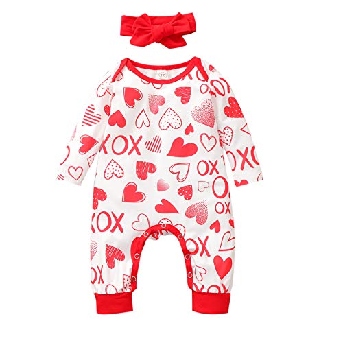 Newborn Baby Boys Hooded Jumpsuit Romper Girls Zipper One Picece Hoodie Bodysuit Winer Warm Outfit (Valentine's Day Romper, 6-12 Months)
